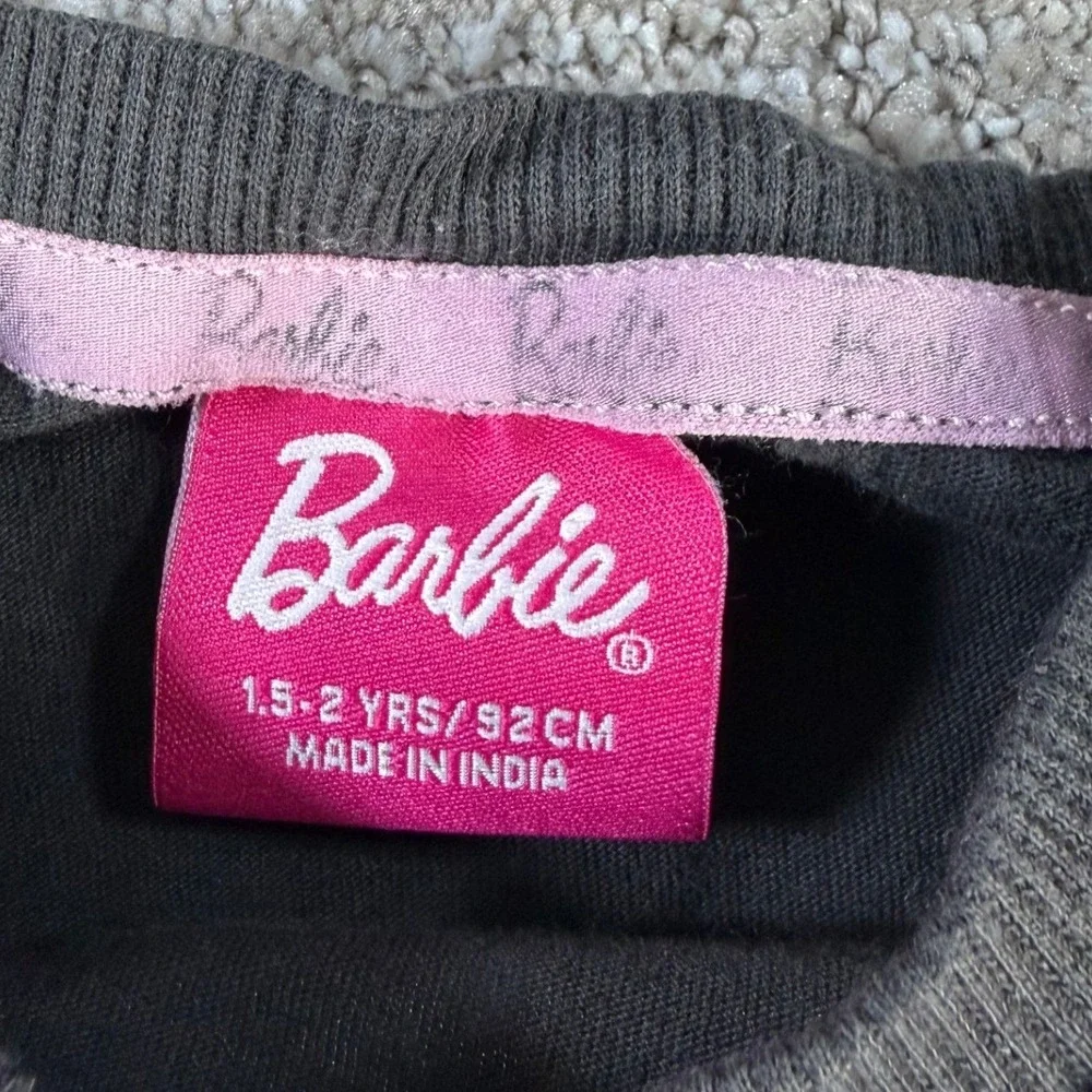 Barbie Style Icon Shirt Long Sleeve Graphic Tee Black 1.5-2 Years Cotton